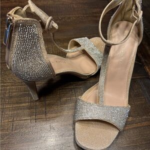 Kelly & Katie Gold Rhinestone T-Strap Heels
